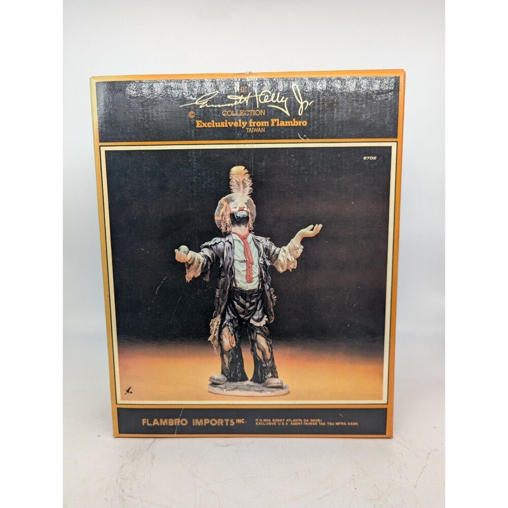 Emmett Kelly Jr 9702 Balancing Act Flambro Clown Figurine W/ Box Missing Feather